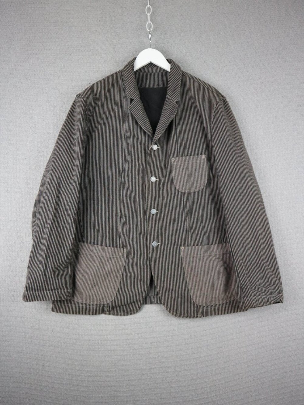 Moto Denim Cotton Pin Stripe Blazer Jacket Mens XL